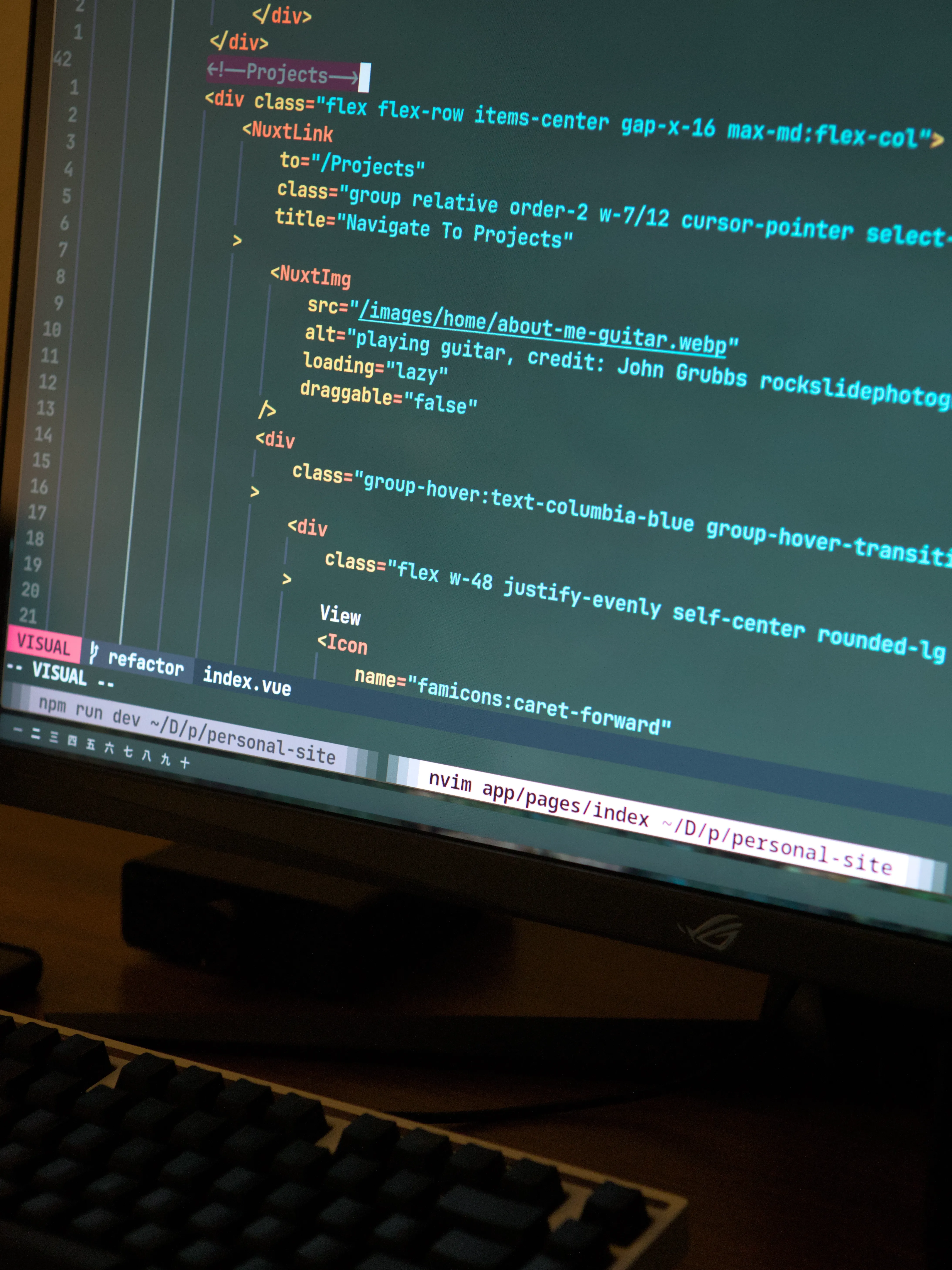 Computer screen, showing section of this page's source code